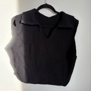 Black Sleeveless Knit Sweater Vest